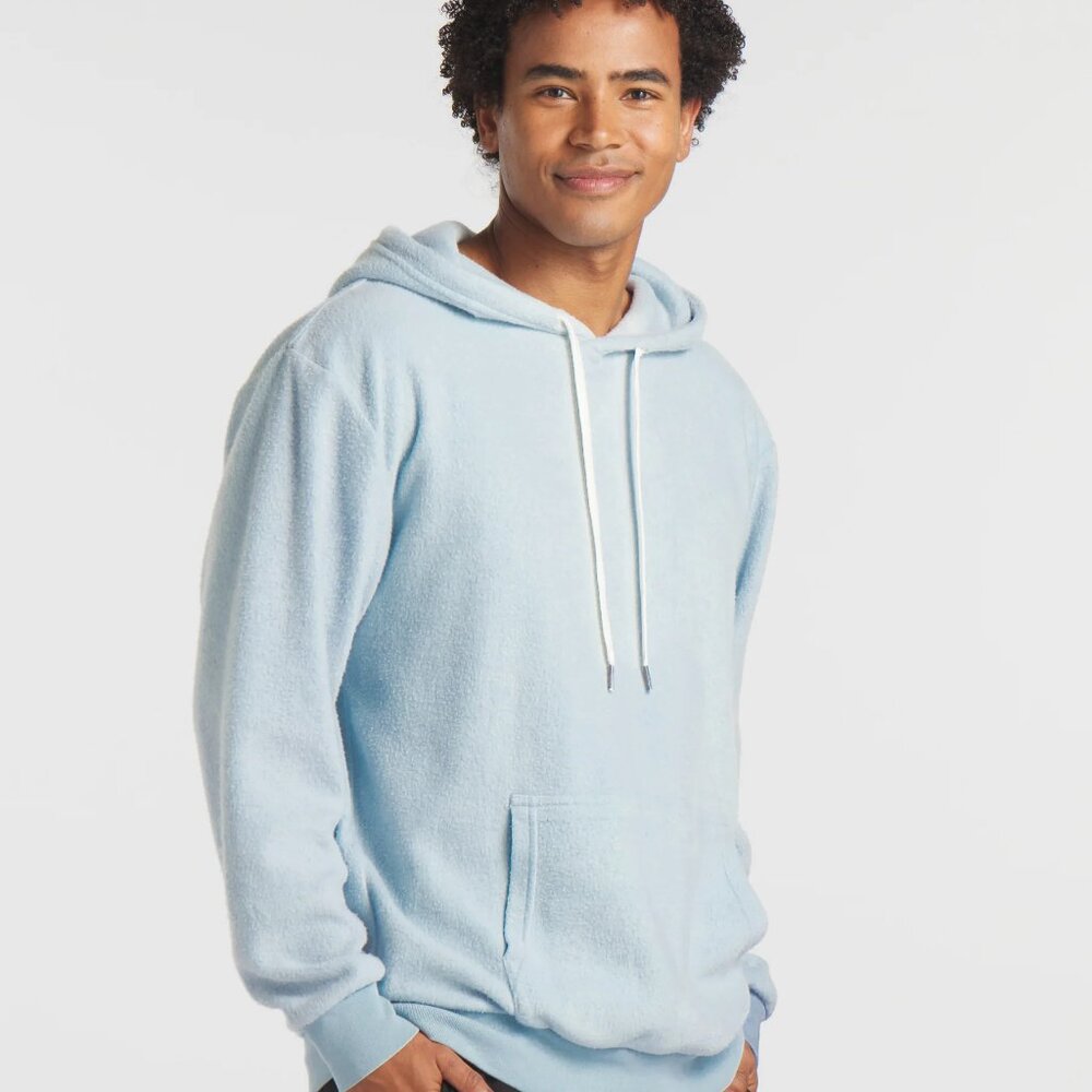 Feat Unisex BlanketBlend™ Hoodie BurrBlue Sherpa Cozy Pullover Sweatshirt Sz XXL